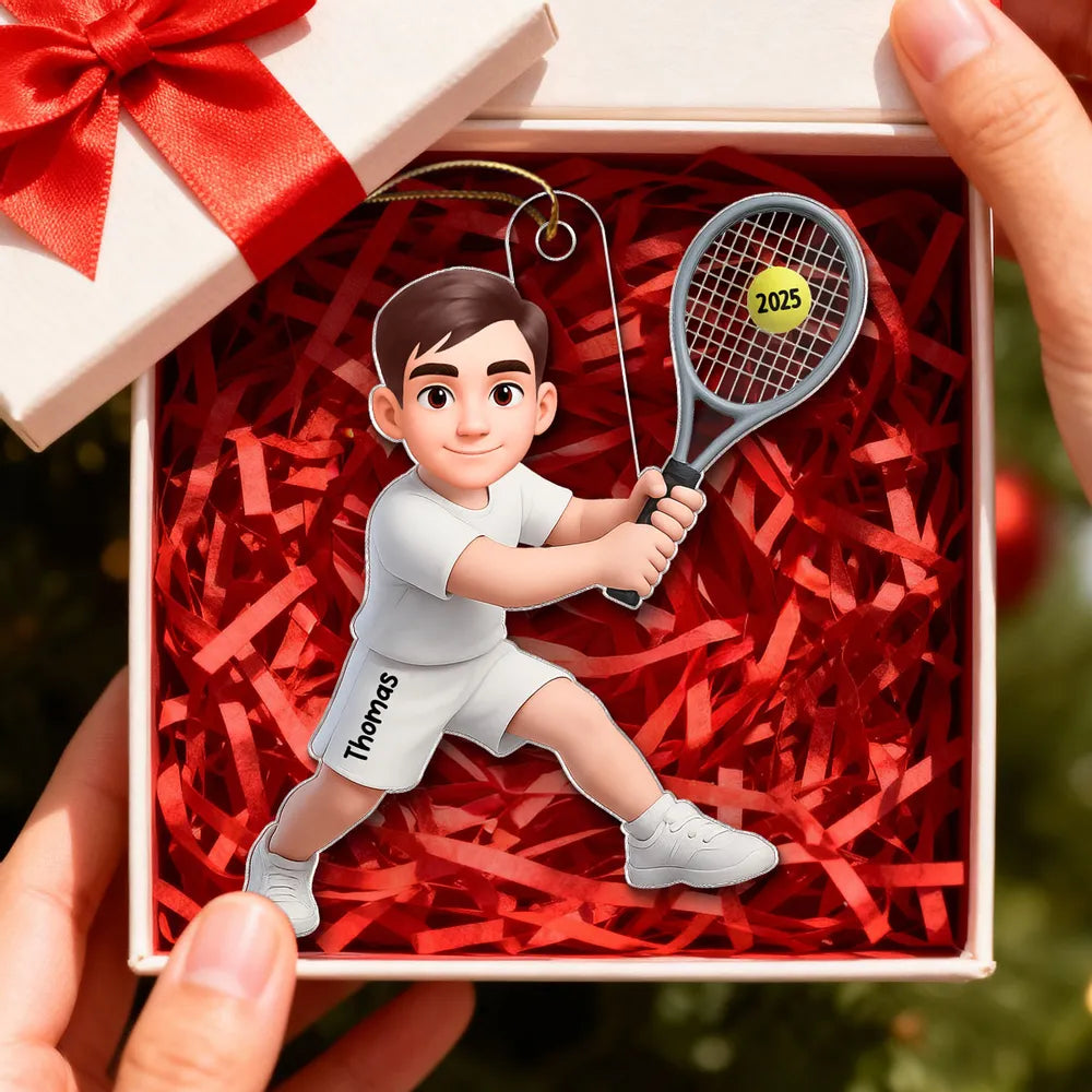 Personalized Tennis Player Christmas Ornaments for Kids - Holiday Decor Gift Ornament MagicInPrints