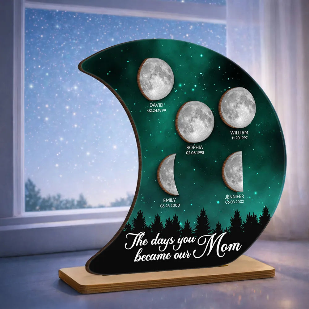 Personalized Moon Phase Plaque for Mom - Family Birthdays Gift Plaque MagicInPrints