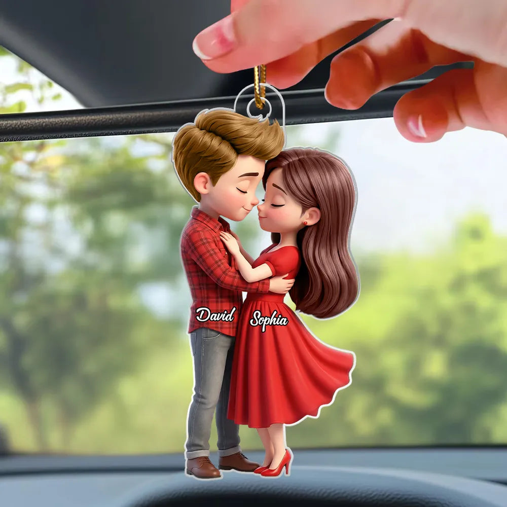 Personalized Couple Car Hanging Ornament for Lovers - Romantic Gift Car Hanger MagicInPrints