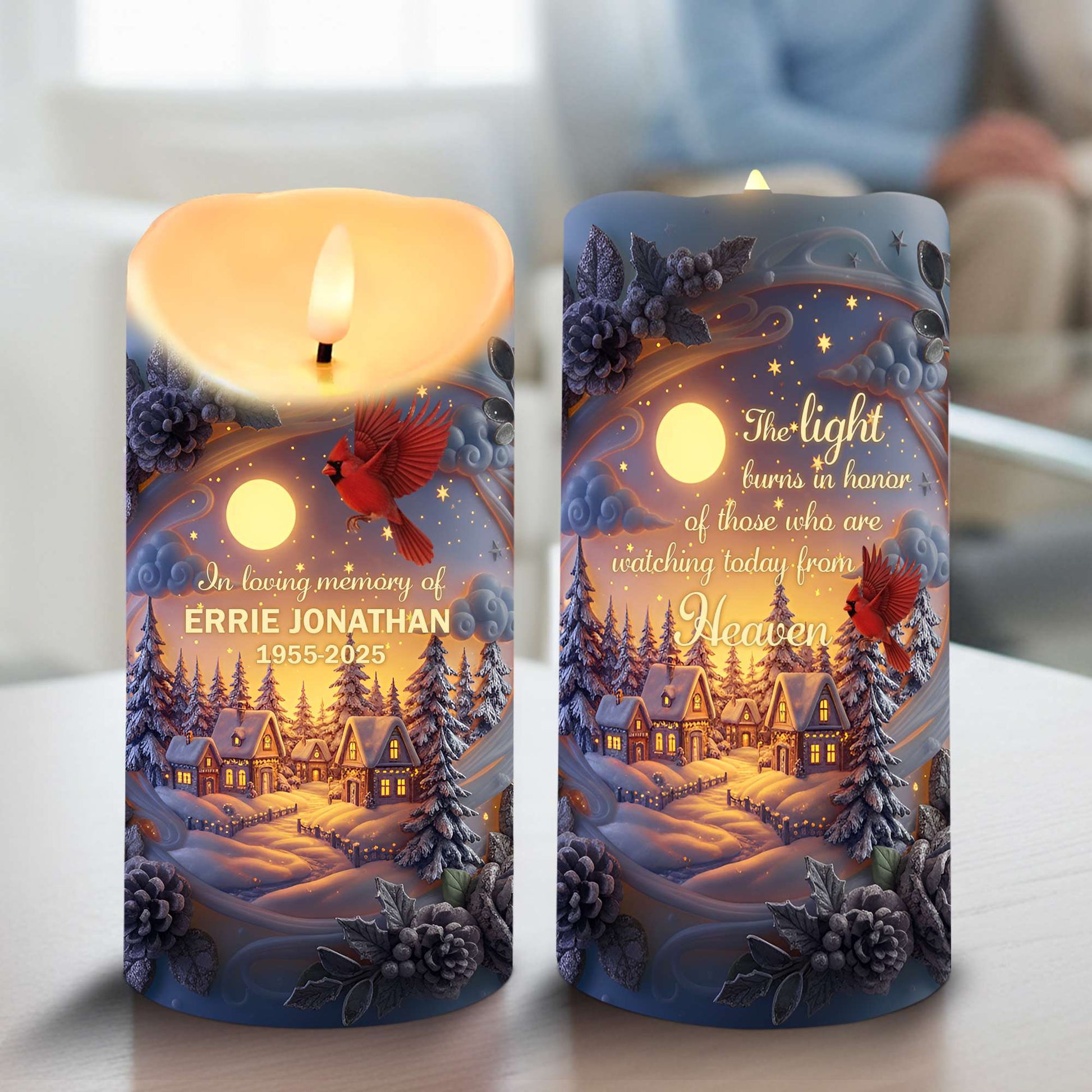 In Loving Memory, The Light Burns Bright - Personalized LED Candle for Memorials Led Candle MagicInPrints