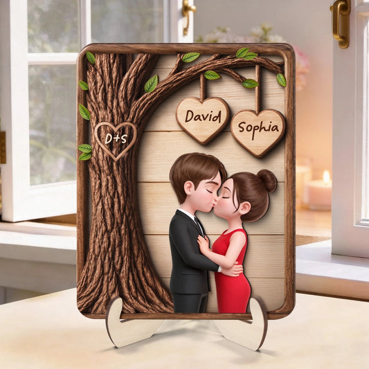 Personalized Couple Wooden Plaque for Romantic Occasions - Custom Names Engraved Plaque MagicInPrints