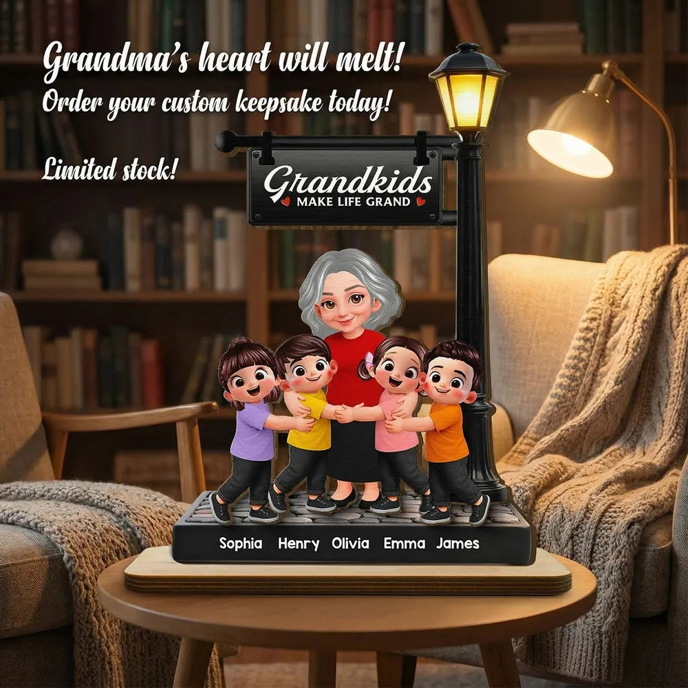 Custom Grandkids Figurine for Grandparents - Personalized Family Keepsake Plaque MagicInPrints