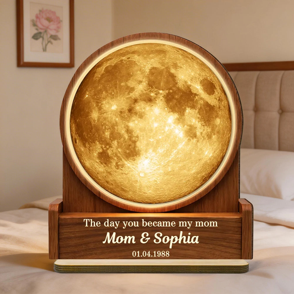 Personalized Moon Lamp for Mom - Custom Date & Names - Sentimental Gift Plaque MagicInPrints