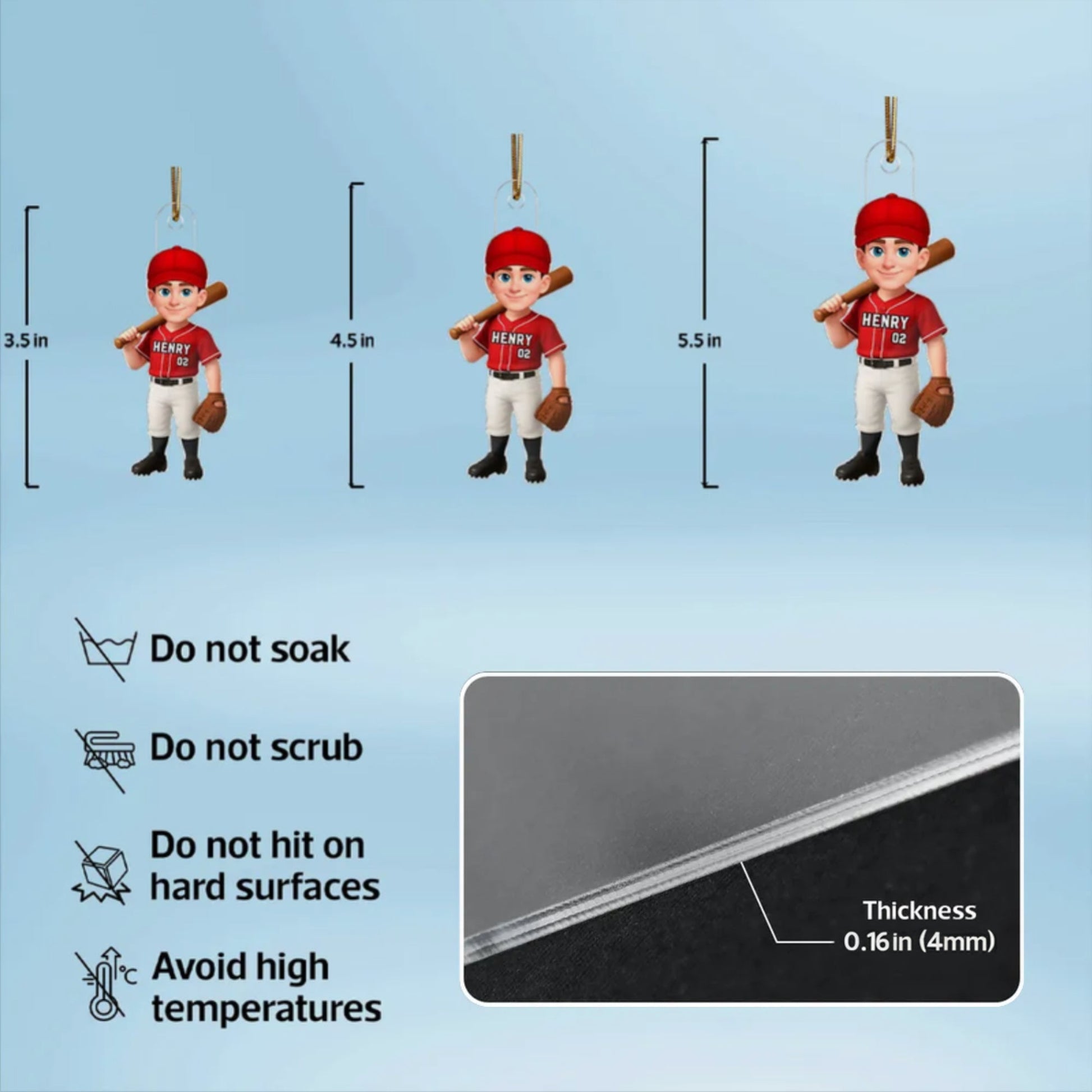 Custom Baseball Player Ornament for Kids - Personalized Christmas Decor Ornament MagicInPrints