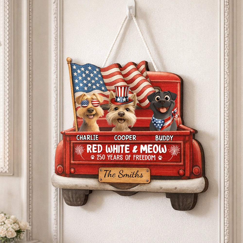Personalized Patriotic Dog Door Sign for Pet Lovers - Independence Day Decor Sign MagicInPrints