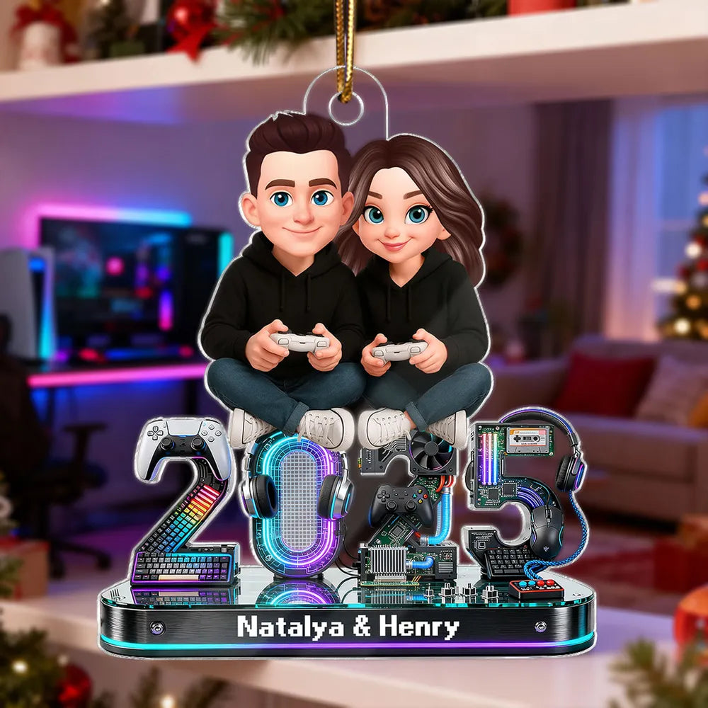 Personalized Gamer Couple Ornament 2023 for Gamers - Christmas Decoration Ornament MagicInPrints