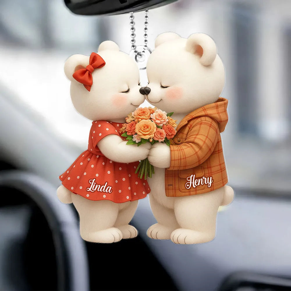 Personalized Bear Couple Car Ornament for Couples - Romantic Gift Car Hanger MagicInPrints