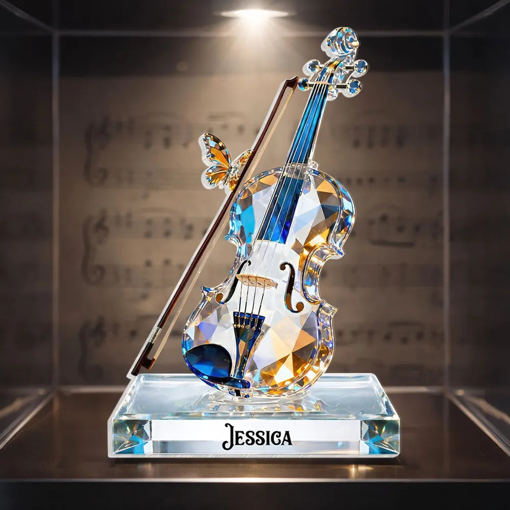 Personalized Crystal Violin Ornament for Music Lovers - Elegant Gift Decor Plaque MagicInPrints