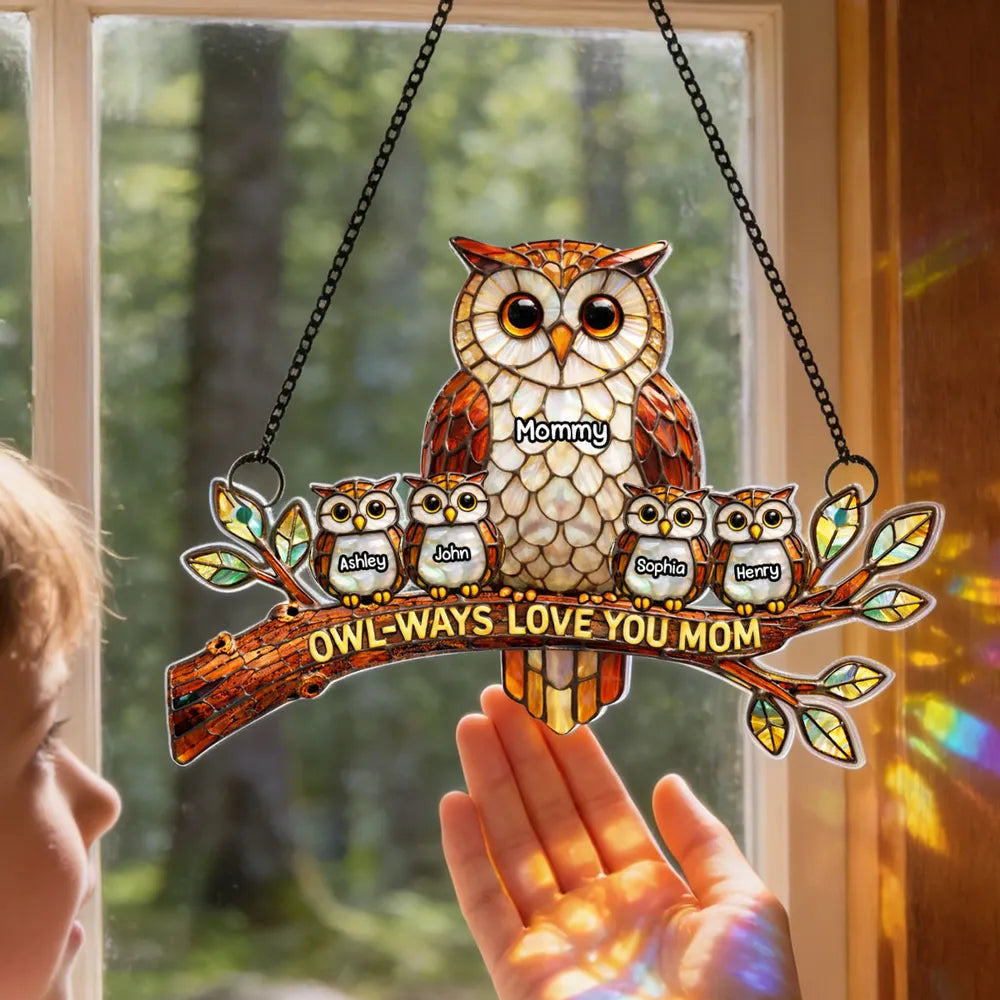 Personalized Owl Family Suncatcher for Moms - Mother's Day Gift Ornament MagicInPrints
