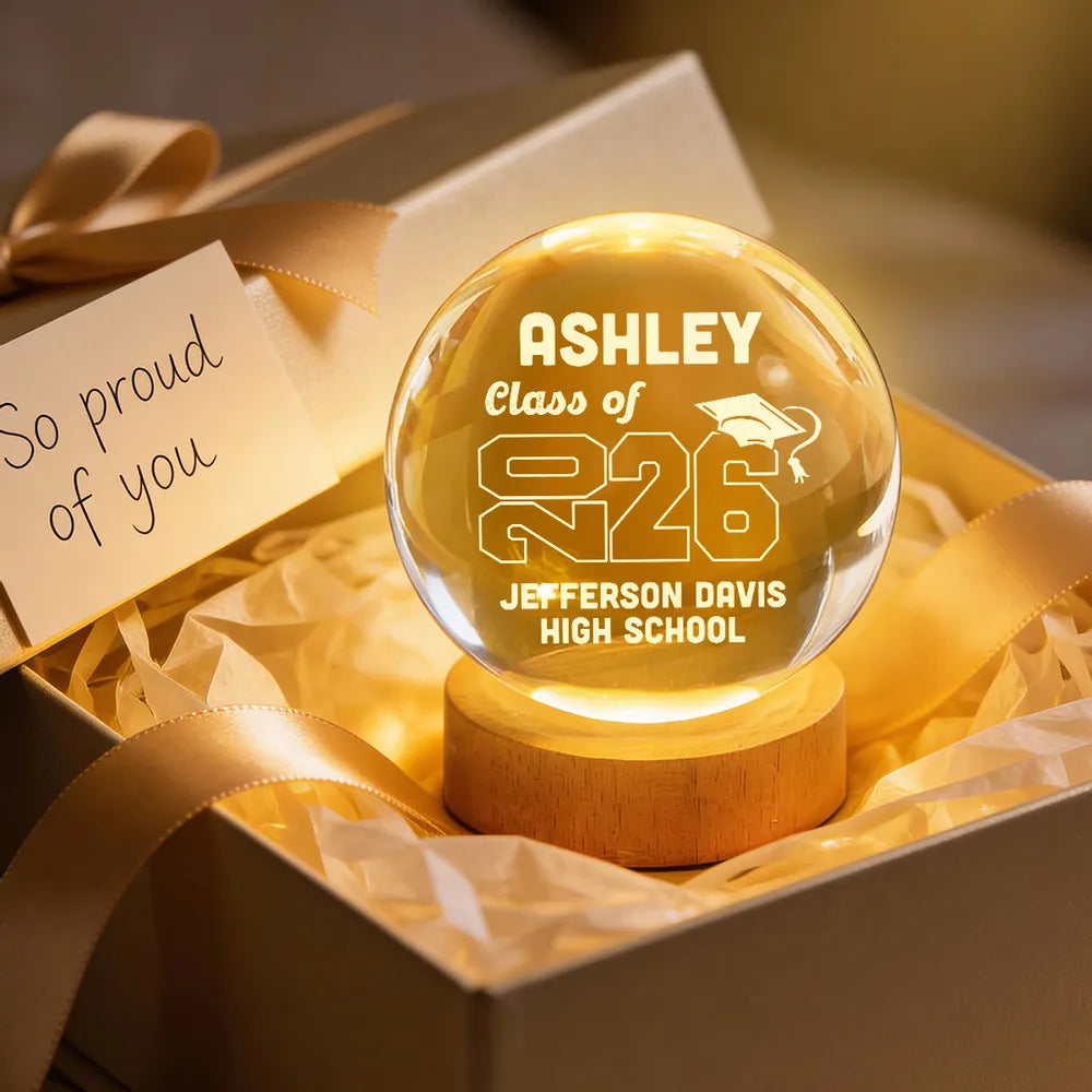 Personalized Graduation Crystal Ball Lamp for Class of 2026 - High School Keepsake Gift Lamp MagicInPrints