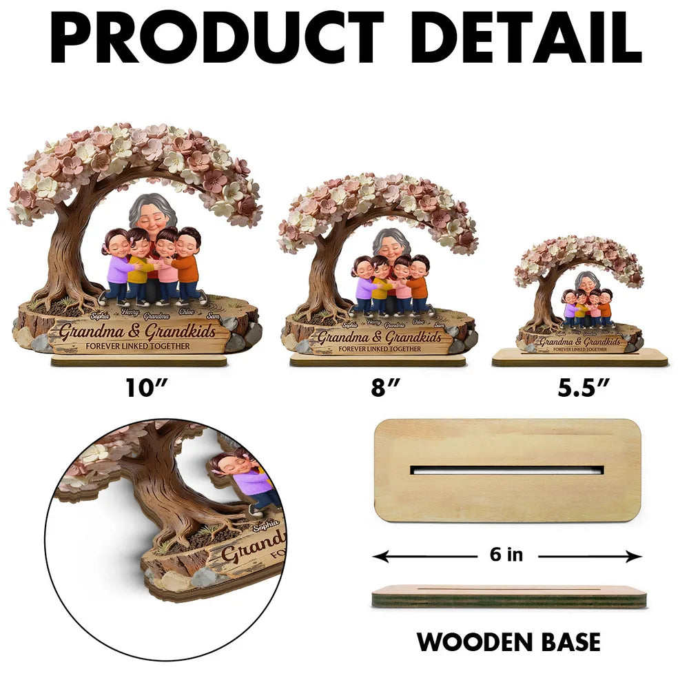 Personalized Family Tree Sculpture for Grandma with Grandkids - Sentimental Gift for Home Decor Plaque MagicInPrints