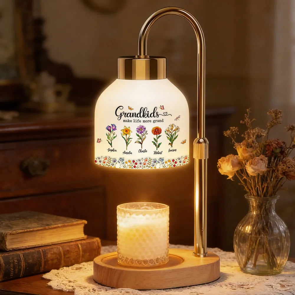 Personalized Grandkids Flower Lamp for Grandparents - Sentimental Gift Lamp MagicInPrints