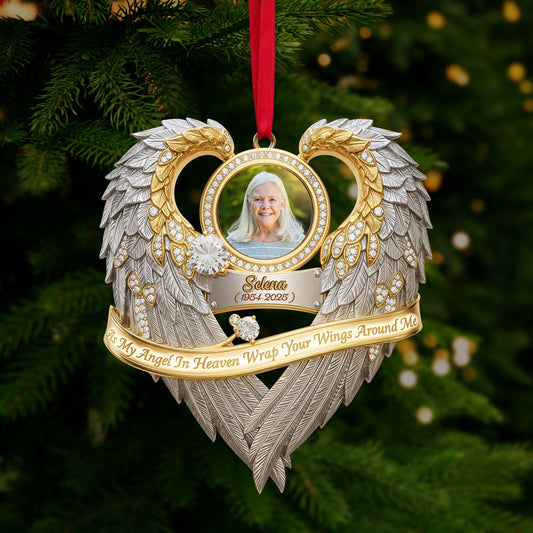 As My Angel In Heaven Wrap Your Wings Around Me - Personalized Custom Photo Heaven Gift Ornament MagicInPrints