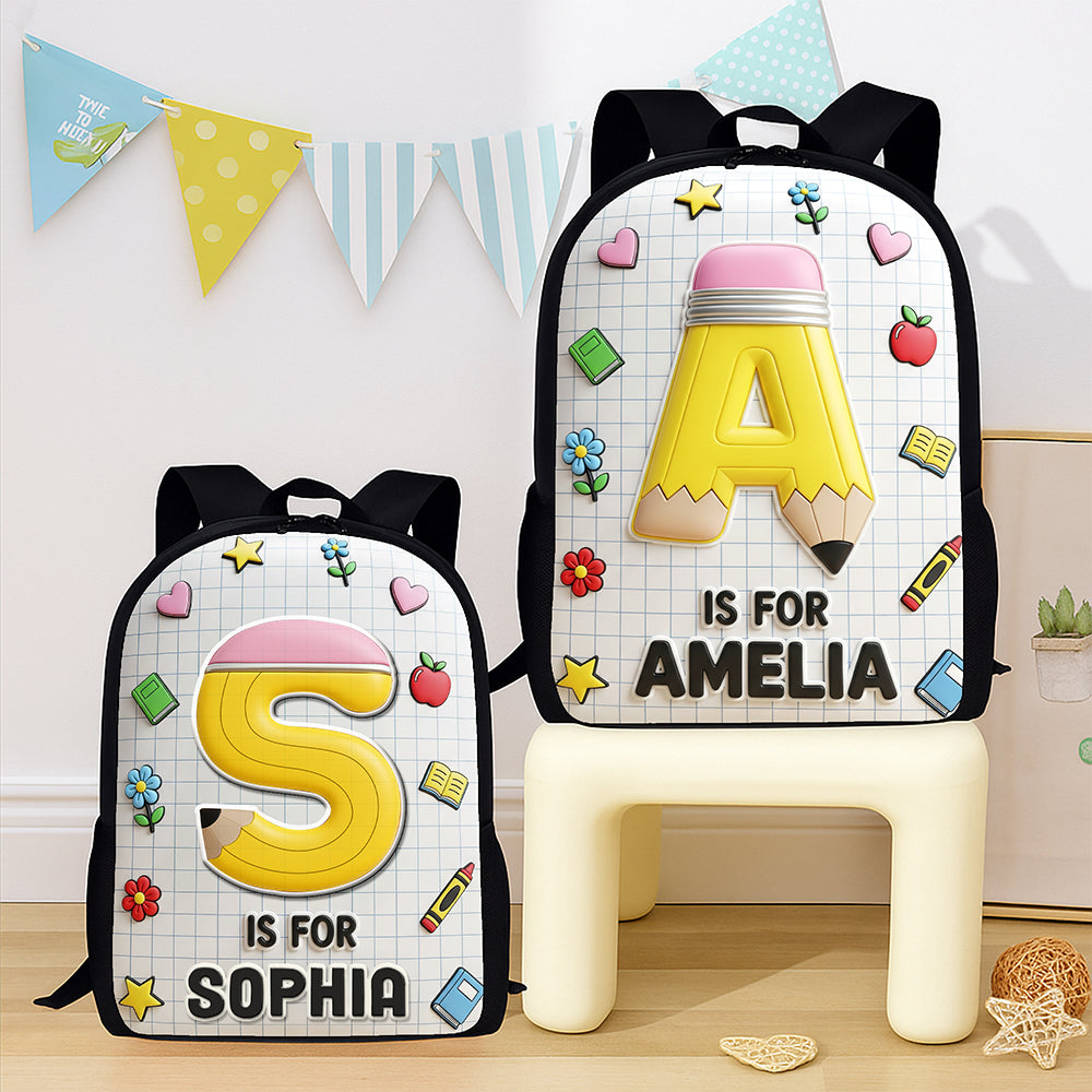 “Unleash Creativity!” Personalized Initial Letter School Bag - Custom Gifts for Kids Back to School Backpack MagicInPrints