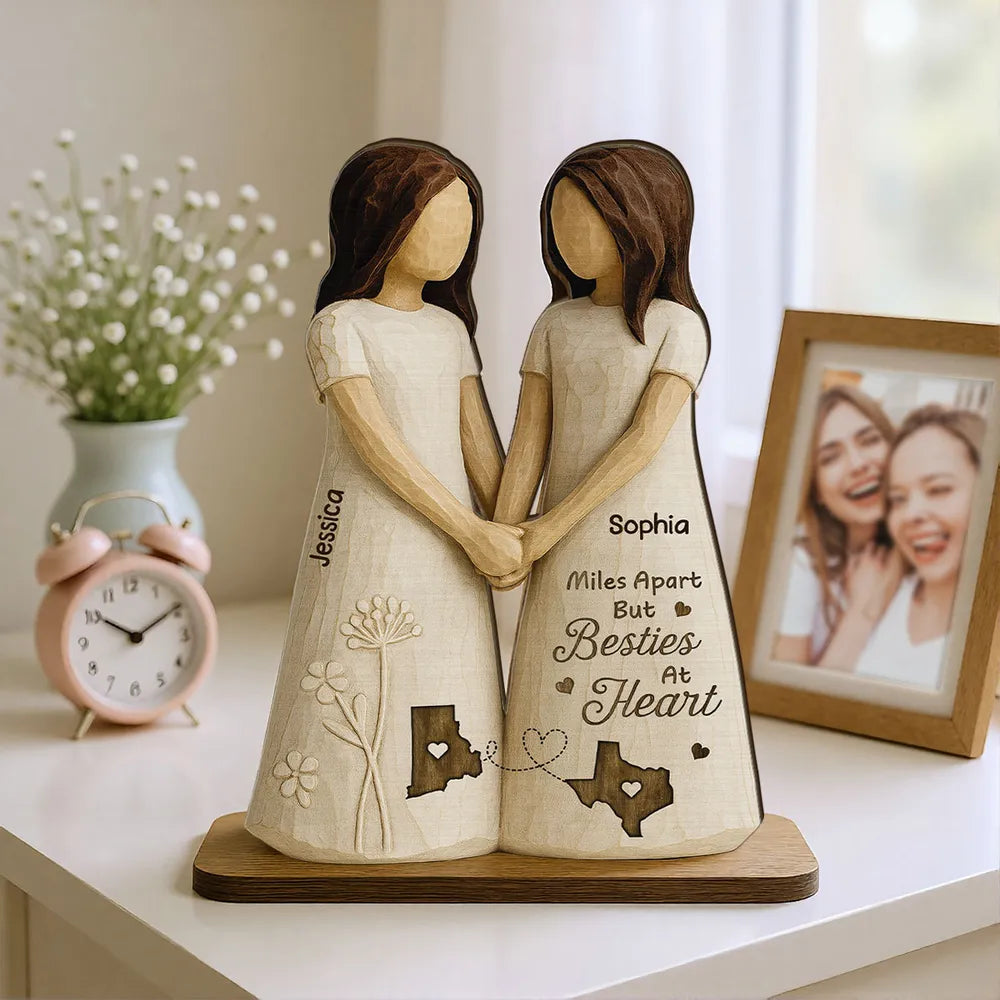 Personalized Best Friends Wooden Figurine - Long Distance Friendship Gift Plaque MagicInPrints