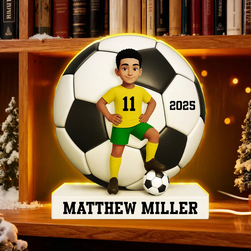Custom Soccer Player LED Lamp for Kids - Personalized Sports Gift Plaque MagicInPrints