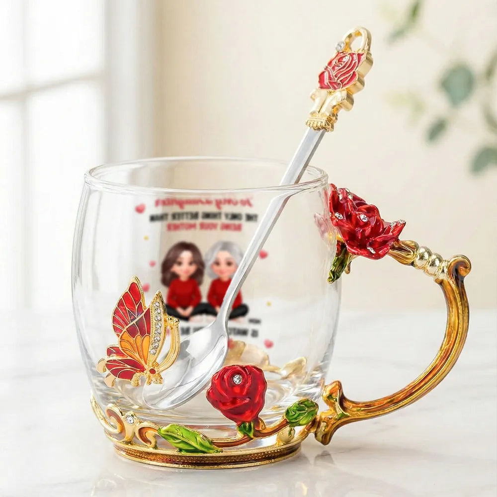 Personalized Glass Mug for Daughter - Floral Design with Heartfelt Message Cup MagicInPrints