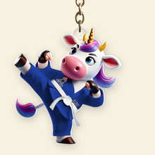 Load image into Gallery viewer, Personalized Bigfoot Karate Unicorn Keychain – Unique Gift for Pop Culture Enthusiasts Keychains PopCulturePrints
