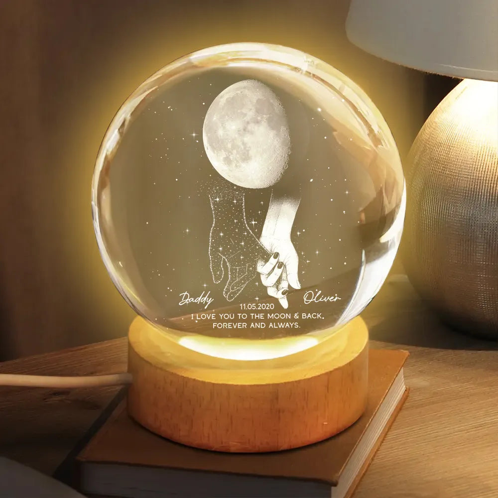 Personalized LED Moon Lamp for Dad and Child - Sentimental Gift Lamp MagicInPrints