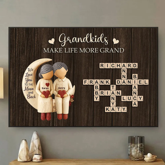 Personalized Grandparents Canvas Wall Art with Grandkids Names - Heartfelt Family Gift Poster or Canvas MagicInPrints