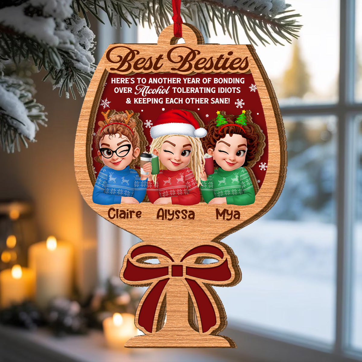 Personalized Best Friends Christmas Ornament for Women - Funny Holiday Gift Ornament MagicInPrints