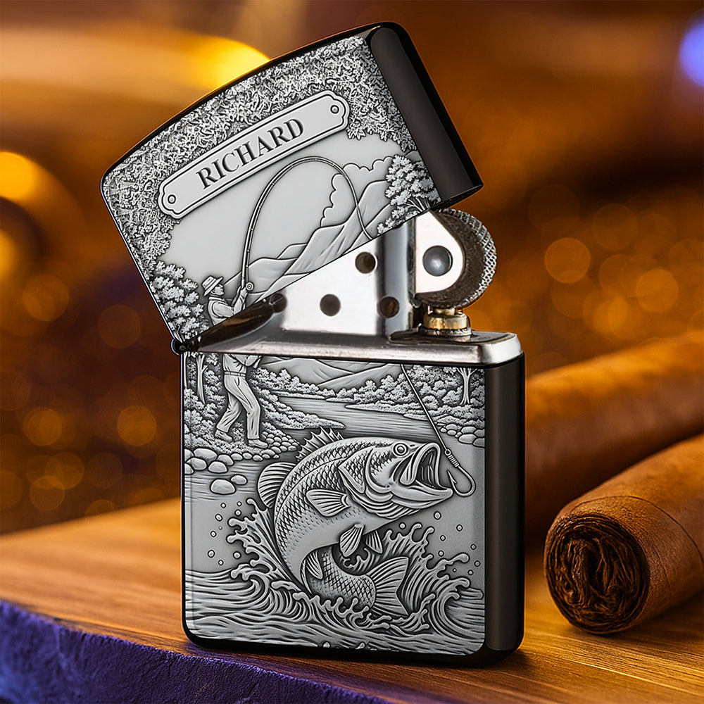 "Catch the Big One - Personalized Fishing Man Lighter" - Custom Gift for Fishing Enthusiasts Lighter MagicInPrints