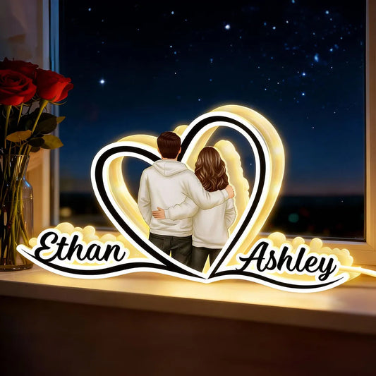 Custom LED Night Light for Couples with Names - Romantic Home Decor Gift Plaque MagicInPrints