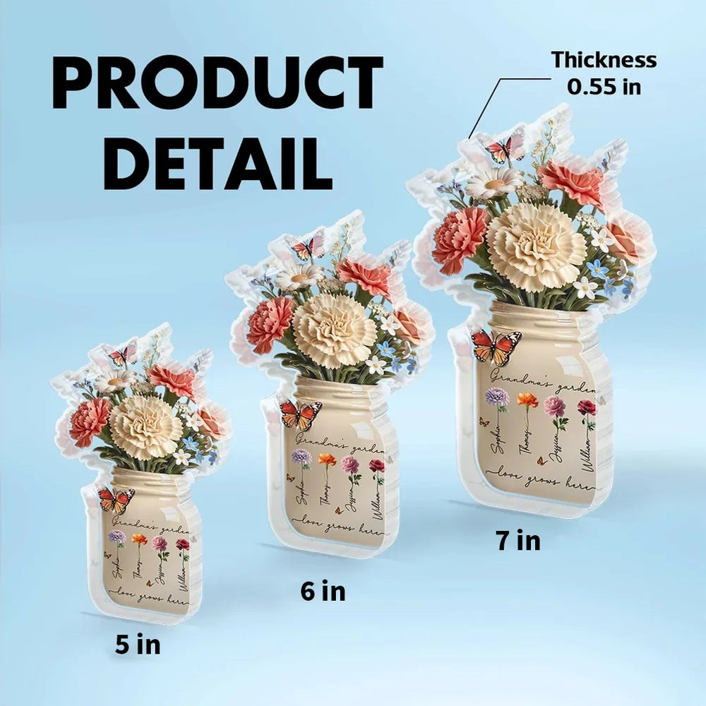 Custom Acrylic Flower Bouquet for Grandma - Personalized Mother's Day Gift Plaque MagicInPrints