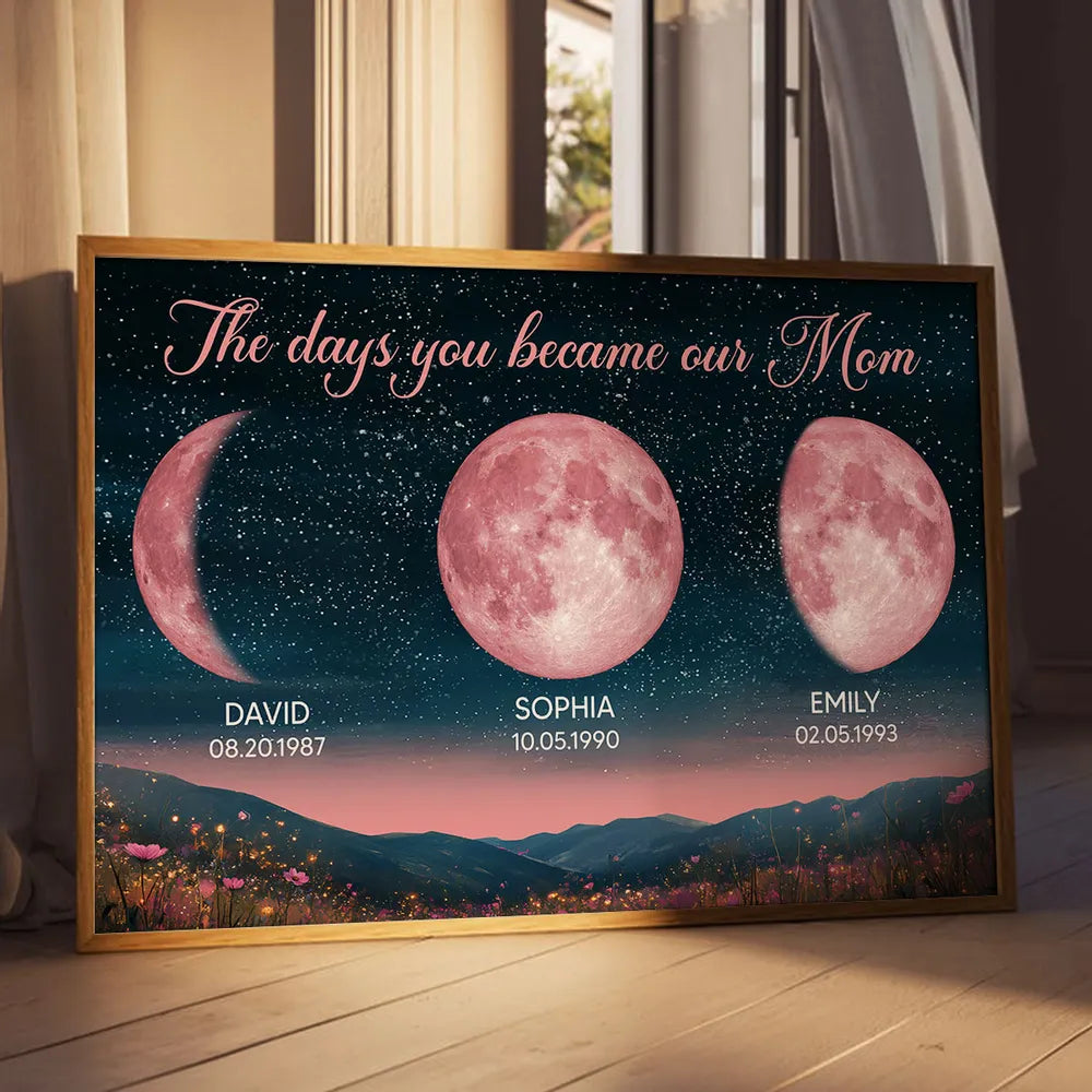 Personalized Moon Phase Canvas for Mom - Sentimental Gift with Dates Poster or Canvas MagicInPrints