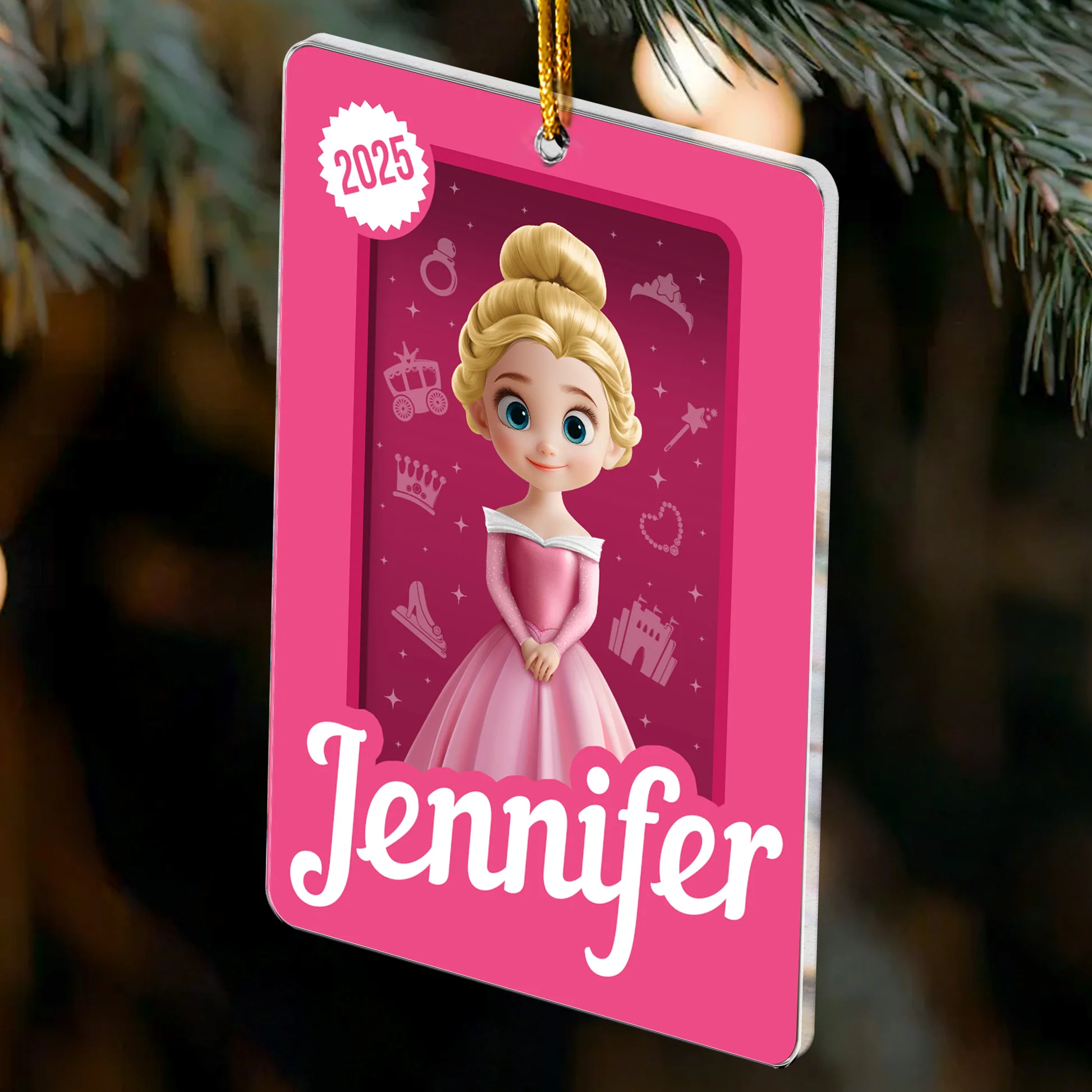 Personalized Princess Christmas Ornament for Kids - Custom Name 2025 Ornament MagicInPrints