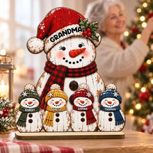 Load image into Gallery viewer, Personalized Wooden Plaque Snowmen Gift for Grandma Christmas Decor
