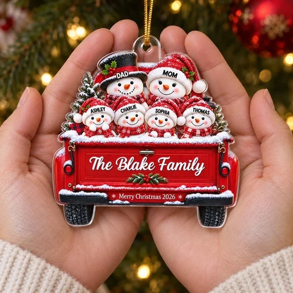 Personalized Snowman Family Acrylic Ornament Christmas Gift