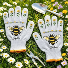 Load image into Gallery viewer, Personalized Cotton Gardening Gloves with Bee Art Gift for Mom
