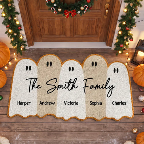 Personalized Halloween Ghost Family Doormat Cute Fall Decor