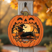 Load image into Gallery viewer, Personalized Wooden Halloween Sign for Dog Lovers | Custom Dachshund Gift
