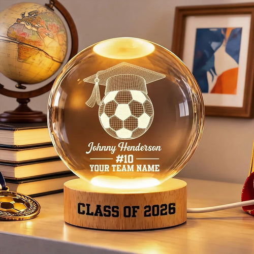 Personalized Globe Lamp Gift for Soccer Senior Graduate