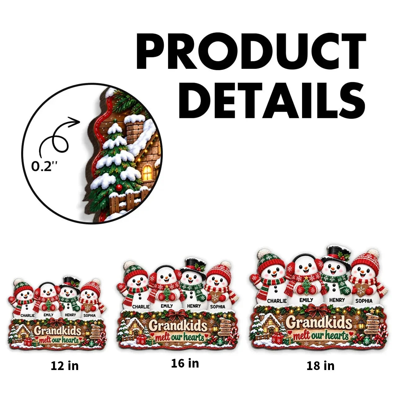 Personalized Wooden Snowman Sign Gift for Grandparents