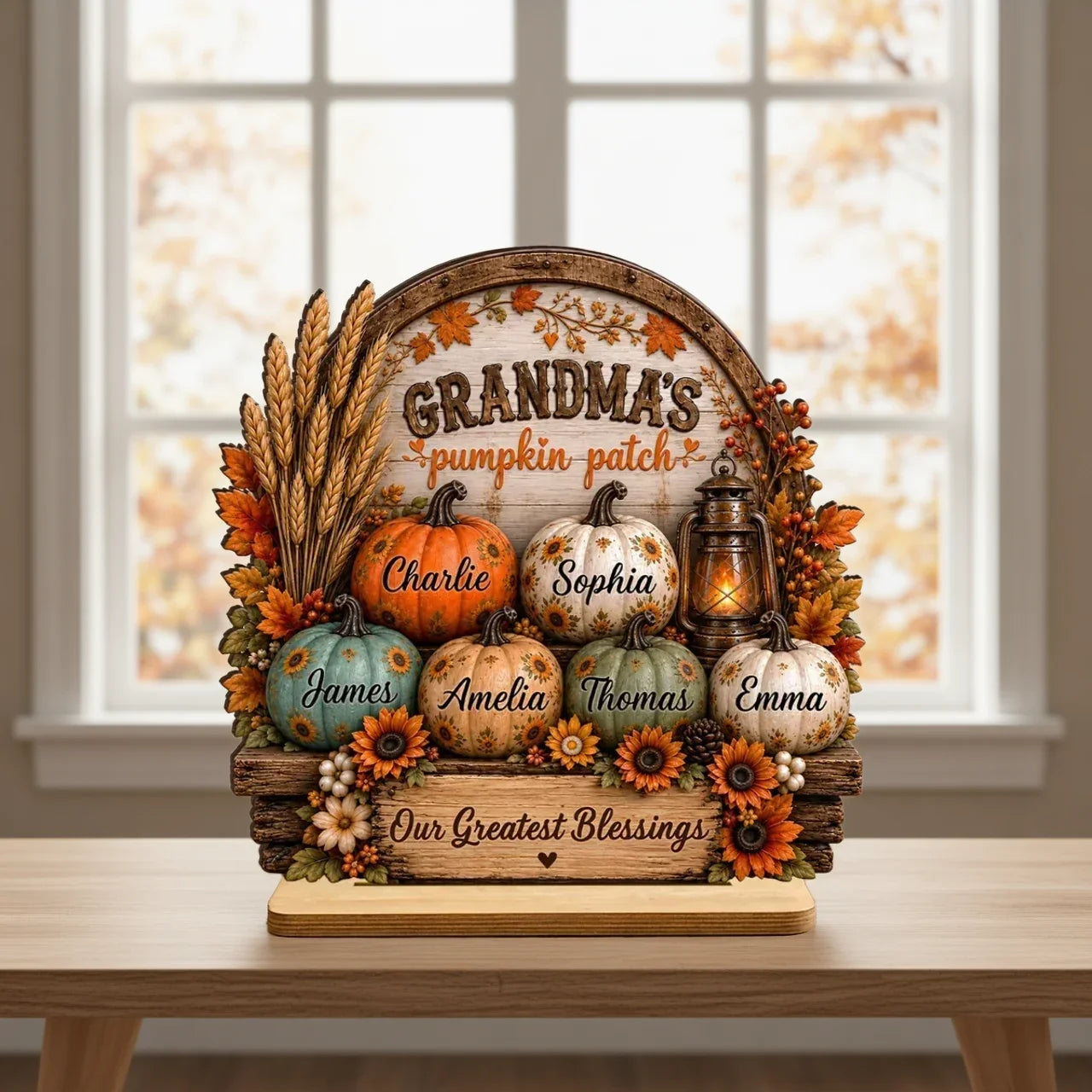 Personalized Wooden Plaque Fall Decor Gift for Grandma