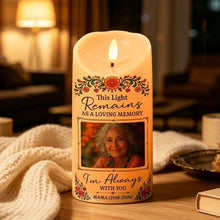 Load image into Gallery viewer, Personalized Flameless LED Candle Custom Floral Portrait Sympathy Gift for Family
