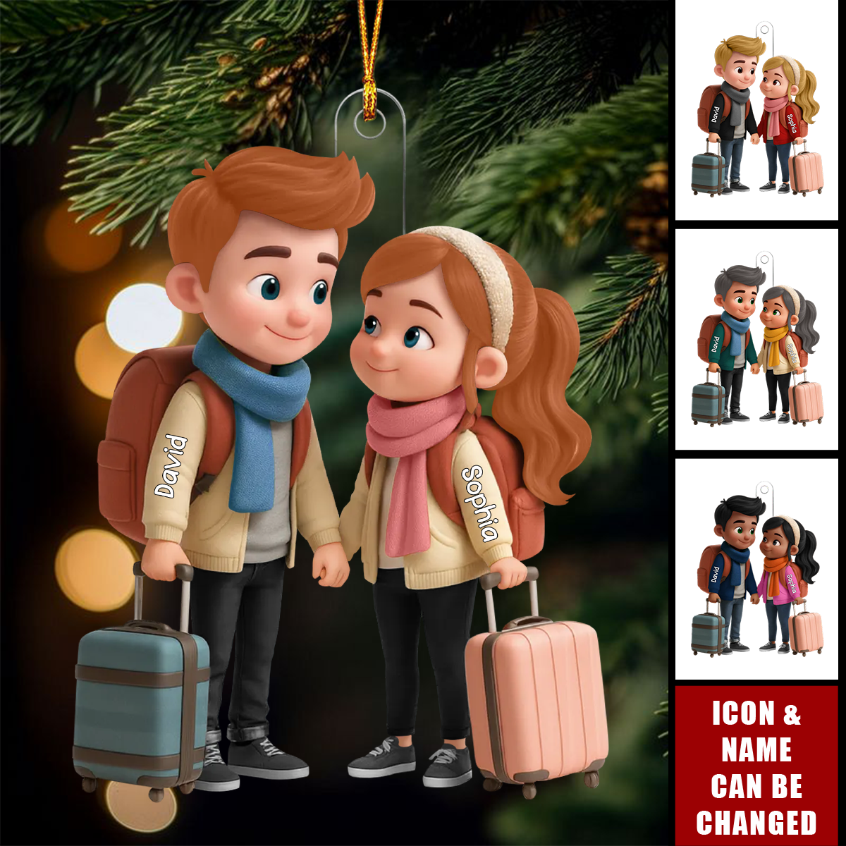 Personalized Couple Car Ornament with Names - Romantic Travel Gift Ornament MagicInPrints