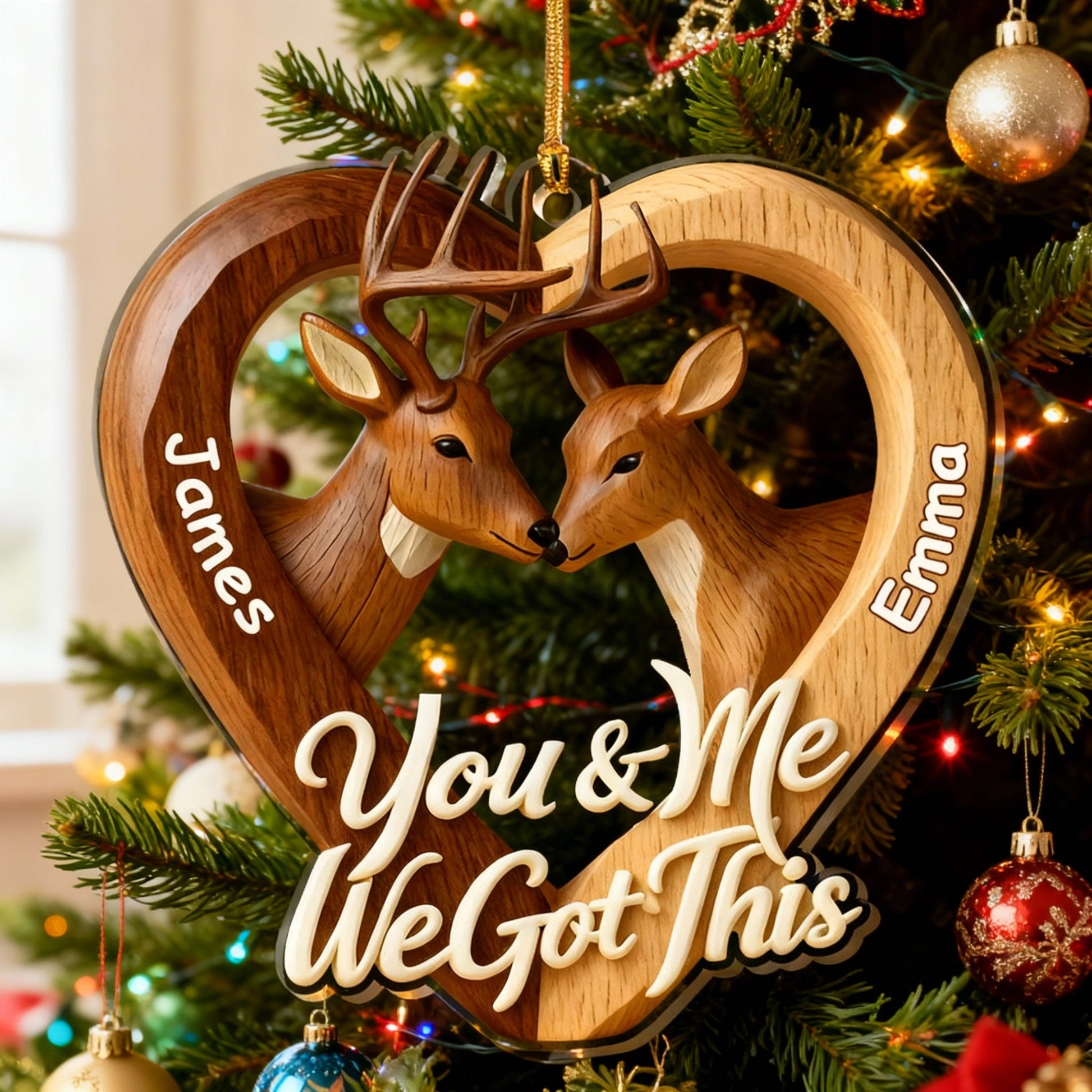 Personalized Deer Couple Ornament for Couples - Romantic Christmas Gift Ornament MagicInPrints