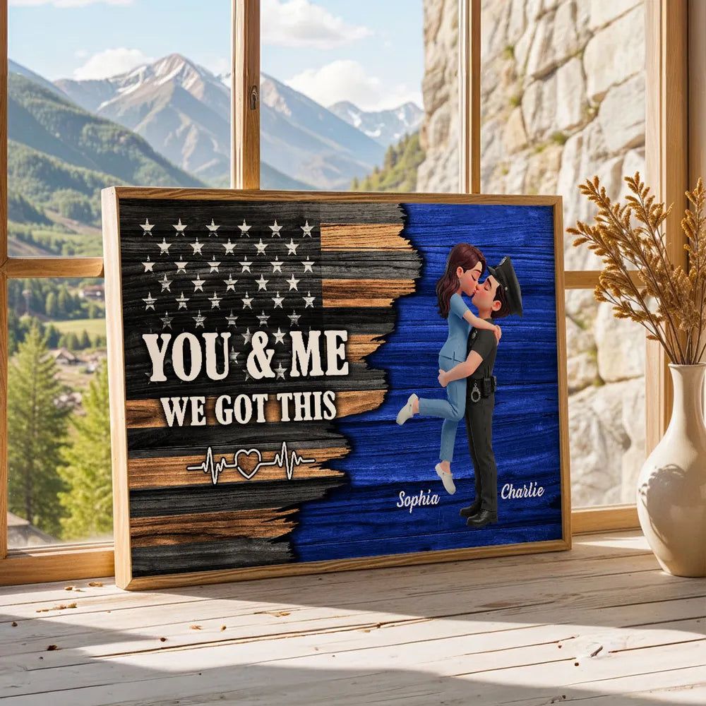 Personalized Couple Canvas Art for Police Officers - Romantic Home Decor Gift Poster or Canvas MagicInPrints