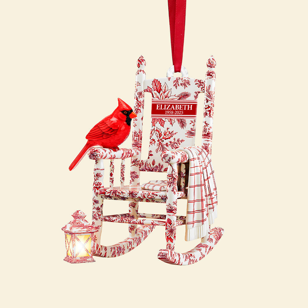 Cherish Memories with Our Heaven Cardinal Toile de Jouy Ornament - Personalized Gift for Loved Ones Ornament PopCulturePrints