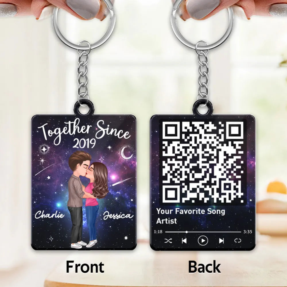 Personalized Couples Keychain with QR Code - Romantic Gift for Anniversaries Keychain MagicInPrints