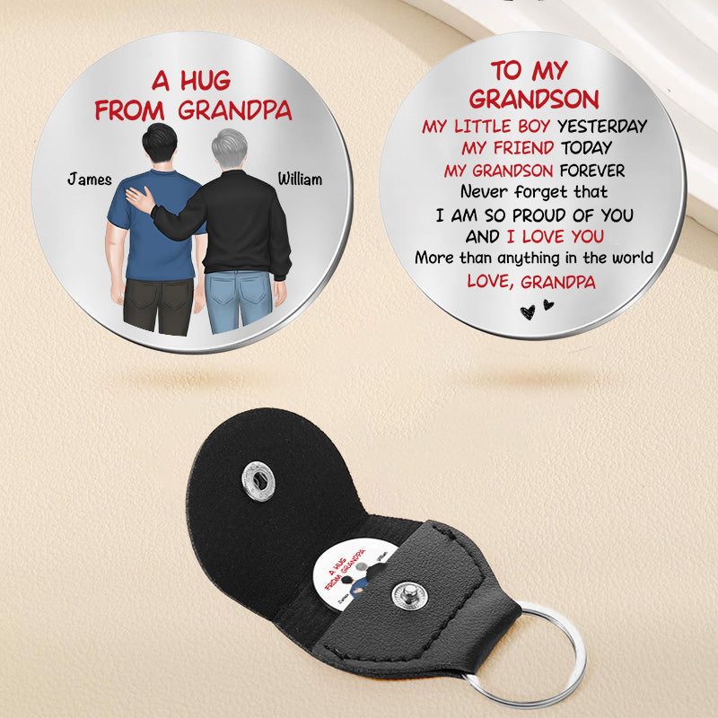Personalized Keychain for Grandson - Heartfelt Message from Grandpa Keychain MagicInPrints