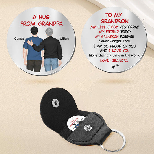 Personalized Keychain for Grandson - Heartfelt Message from Grandpa Keychain MagicInPrints