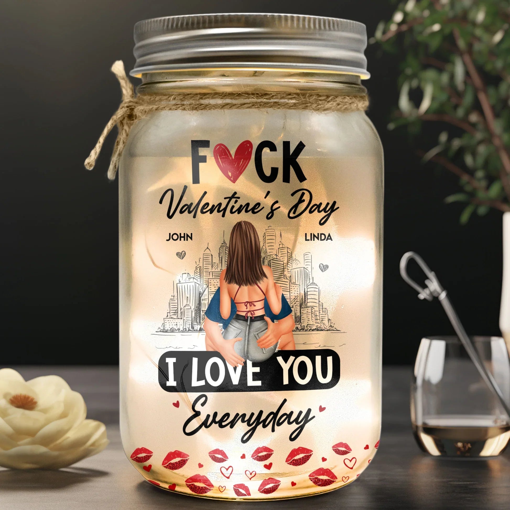 Personalized Romantic LED Jar Gift for Couples - Valentine's Day Surprise Lamp MagicInPrints