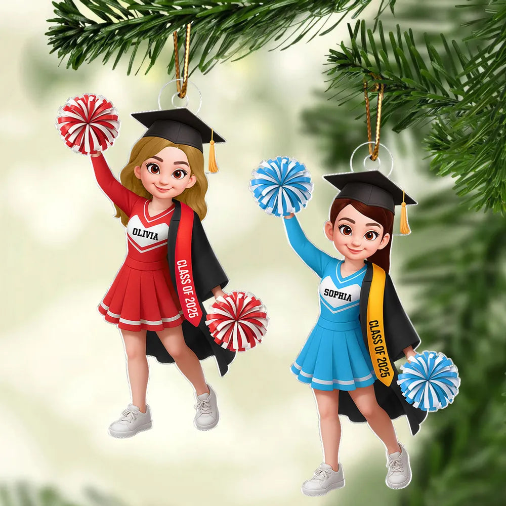Custom Cheerleader Graduation Ornament for Class of 2025 - Personalized Gift Ornament MagicInPrints