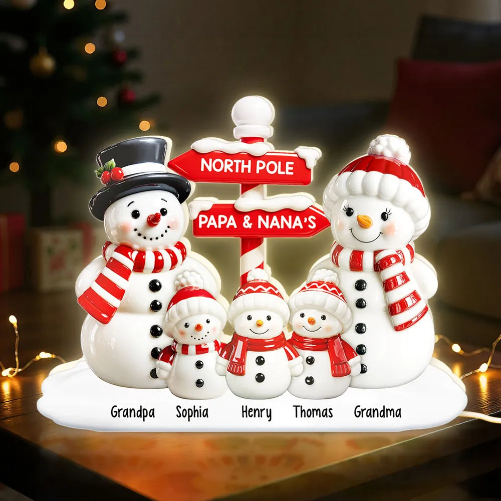 Personalized Snowman Family Christmas Decoration for Grandparents - Holiday Keepsake Plaque MagicInPrints