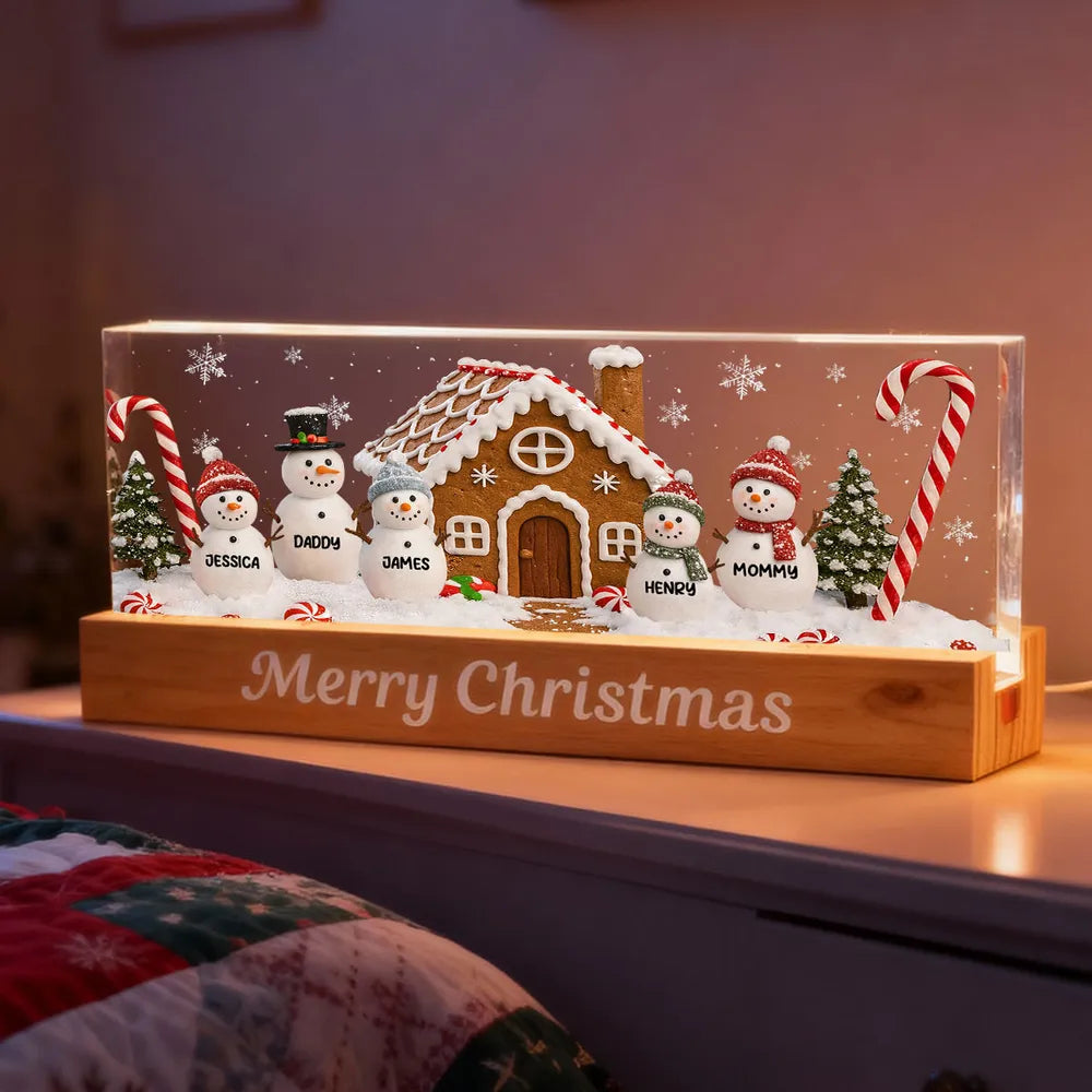 Personalized Christmas Snowman Family Light Box for Grandparents - Holiday Decoration Plaque MagicInPrints